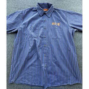 Red Kap Shirt Men XX-Large Gray Blue‎ Striped Button Up Harley Davidson Workwear